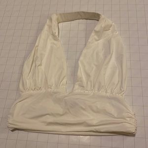 White, backless crop top